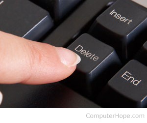 Delete key on a keyboard.